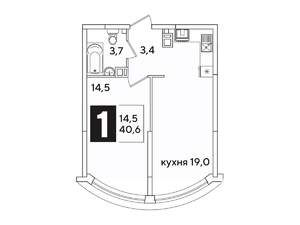 1-к квартира, вторичка, 41м2, 3/16 этаж