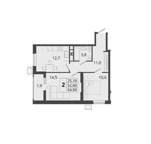 2-к квартира, вторичка, 55м2, 13/18 этаж