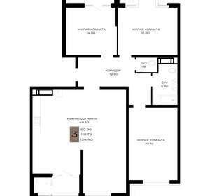 3-к квартира, вторичка, 123м2, 6/21 этаж