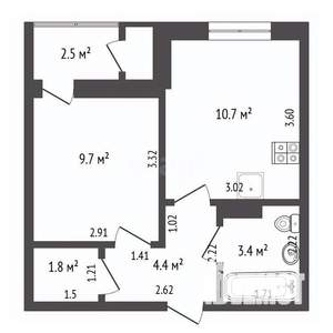 1-к квартира, вторичка, 30м2, 5/9 этаж