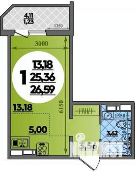Студия квартира, строящийся дом, 27м2, 11/16 этаж