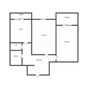 2-к квартира, вторичка, 53м2, 1/10 этаж