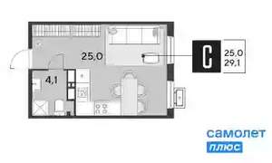 Студия квартира, вторичка, 29м2, 7/9 этаж