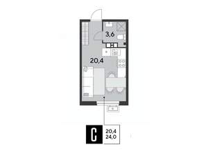 Студия квартира, вторичка, 24м2, 6/18 этаж