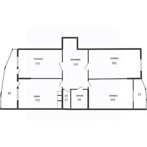 3-к квартира, вторичка, 82м2, 4/20 этаж