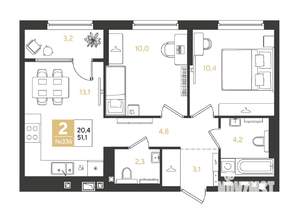2-к квартира, вторичка, 51м2, 5/9 этаж