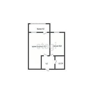 1-к квартира, вторичка, 35м2, 2/16 этаж
