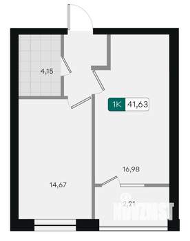 1-к квартира, вторичка, 42м2, 6/18 этаж