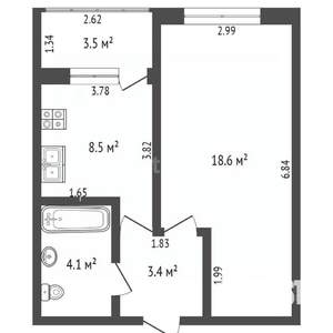 1-к квартира, вторичка, 35м2, 18/23 этаж