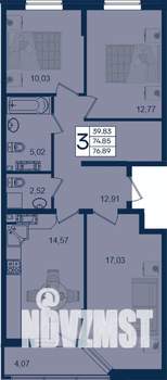 3-к квартира, вторичка, 77м2, 10/18 этаж