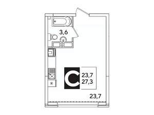 Студия квартира, вторичка, 27м2, 14/16 этаж