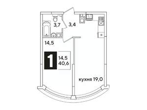 1-к квартира, вторичка, 41м2, 2/16 этаж