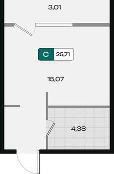 Студия квартира, вторичка, 26м2, 3/18 этаж