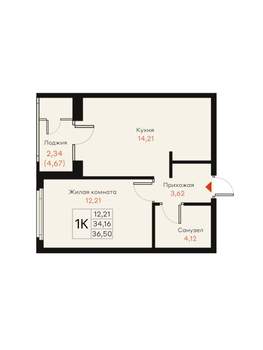 1-к квартира, вторичка, 37м2, 5/18 этаж