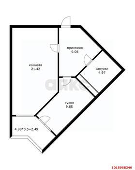 1-к квартира, вторичка, 46м2, 8/16 этаж