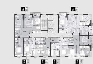 2-к квартира, строящийся дом, 62м2, 7/9 этаж