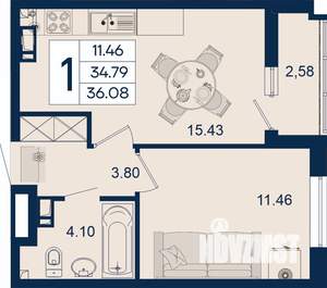 1-к квартира, вторичка, 36м2, 7/18 этаж
