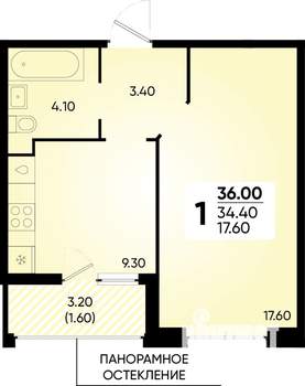 1-к квартира, вторичка, 36м2, 2/18 этаж
