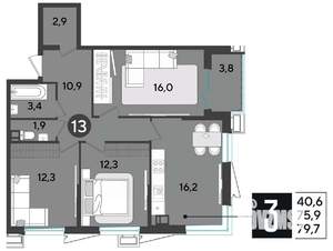 3-к квартира, вторичка, 79м2, 3/18 этаж