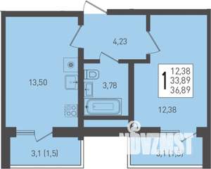 1-к квартира, вторичка, 42м2, 21/24 этаж