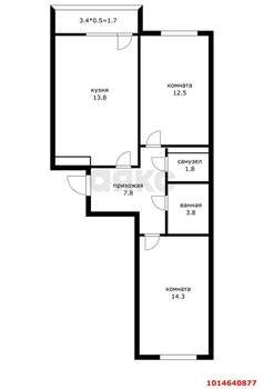 2-к квартира, вторичка, 61м2, 13/15 этаж