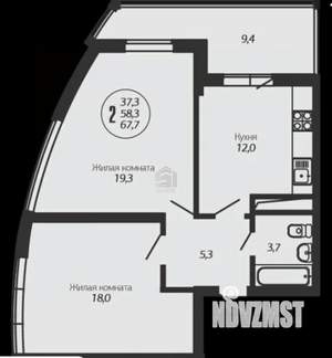 2-к квартира, вторичка, 68м2, 7/25 этаж
