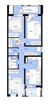 3-к квартира, вторичка, 86м2, 5/18 этаж