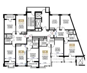 2-к квартира, строящийся дом, 64м2, 6/25 этаж
