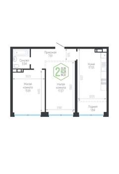 2-к квартира, вторичка, 64м2, 3/24 этаж