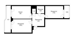 2-к квартира, вторичка, 75м2, 12/16 этаж