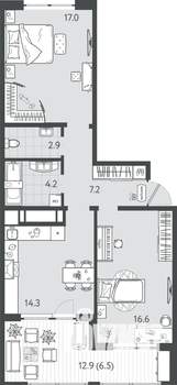 2-к квартира, вторичка, 68м2, 21/24 этаж