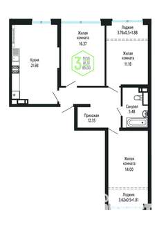 3-к квартира, вторичка, 85м2, 11/24 этаж