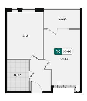 1-к квартира, вторичка, 36м2, 16/18 этаж