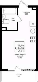 Студия квартира, вторичка, 26м2, 2/10 этаж