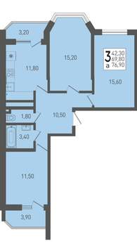 3-к квартира, вторичка, 77м2, 22/22 этаж