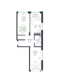 2-к квартира, вторичка, 67м2, 5/24 этаж