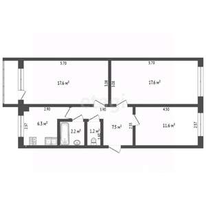 3-к квартира, вторичка, 64м2, 2/5 этаж