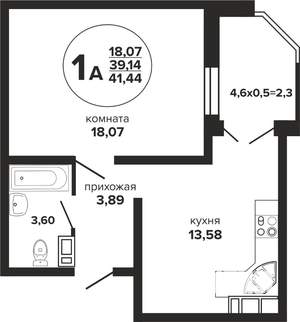 1-к квартира, вторичка, 41м2, 7/24 этаж