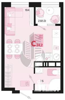 Студия квартира, вторичка, 24м2, 5/19 этаж