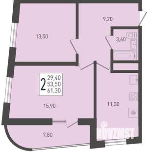 2-к квартира, вторичка, 61м2, 21/24 этаж