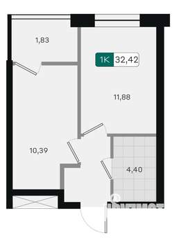 1-к квартира, вторичка, 32м2, 7/18 этаж