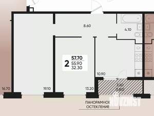 2-к квартира, вторичка, 58м2, 11/18 этаж