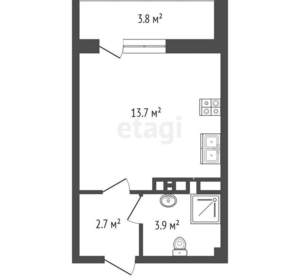 Студия квартира, вторичка, 24м2, 8/16 этаж