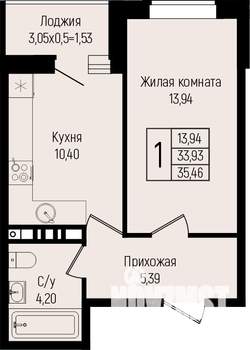 1-к квартира, вторичка, 35м2, 3/15 этаж
