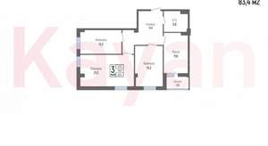 3-к квартира, вторичка, 83м2, 8/9 этаж