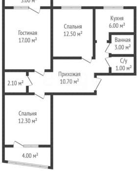 3-к квартира, вторичка, 72м2, 10/10 этаж