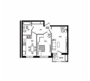 2-к квартира, вторичка, 51м2, 8/9 этаж