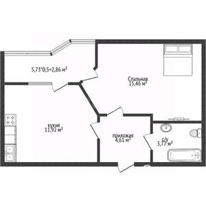 1-к квартира, вторичка, 37м2, 2/9 этаж