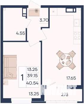 1-к квартира, вторичка, 41м2, 4/18 этаж