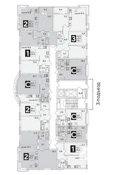 2-к квартира, вторичка, 61м2, 8/16 этаж